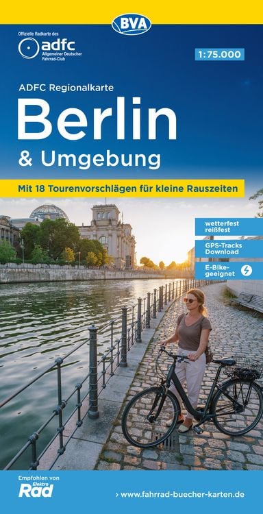 Produktbild: ADFC-Regionalkarte Berlin und Umgebung, 1:75.000, mit Tagestourenvorschlägen, re
