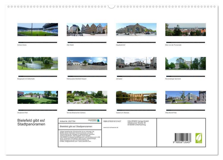 Produktbild: Bielefeld gibt es! Stadtpanoramen (hochwertiger Premium Wandkalender 2026 DIN A2 quer), Kunstdruck in Hochglanz