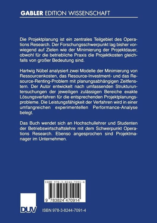 Produktbild: Minimierung der Ressourcenkosten für Projekte mit planungsabhängigen Zeitfenstern