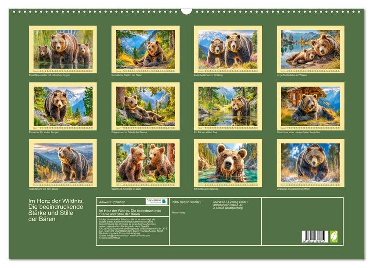 Produktbild: Im Herz der Wildnis. Die beeindruckende St&auml;rke und Stille der B&auml;ren (Wandkalender 2026 DIN A2 quer), CALVENDO Monatskalender