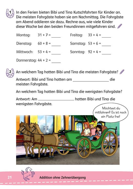 Produktbild: Bibi & Tina: Mein Lernr&auml;tsel-Block Mathematik f&uuml;r die 2. Klasse