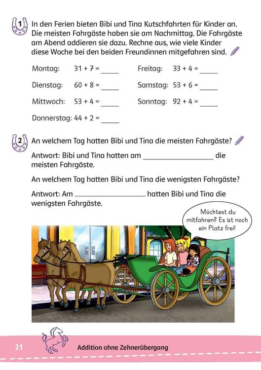 Produktbild: Bibi & Tina: Mein Lernr&auml;tsel-Block Mathematik f&uuml;r die 2. Klasse