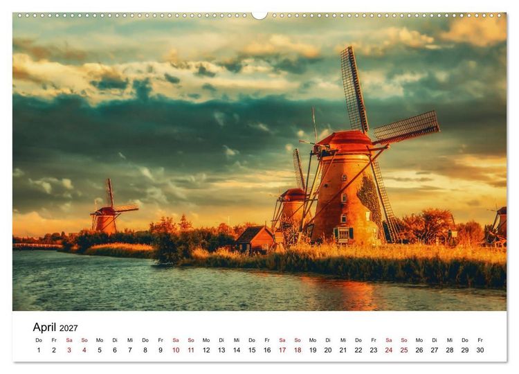 Produktbild: M&auml;rchenhafte Windm&uuml;hlen (hochwertiger Premium Wandkalender 2027 DIN A2 quer), Kunstdruck in Hochglanz
