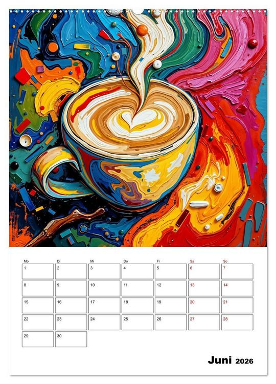 Produktbild: Kaffee trifft Kunst - Aromatische Pinselstriche (hochwertiger Premium Wandkalender 2026 DIN A2 hoch), Kunstdruck in Hochglanz