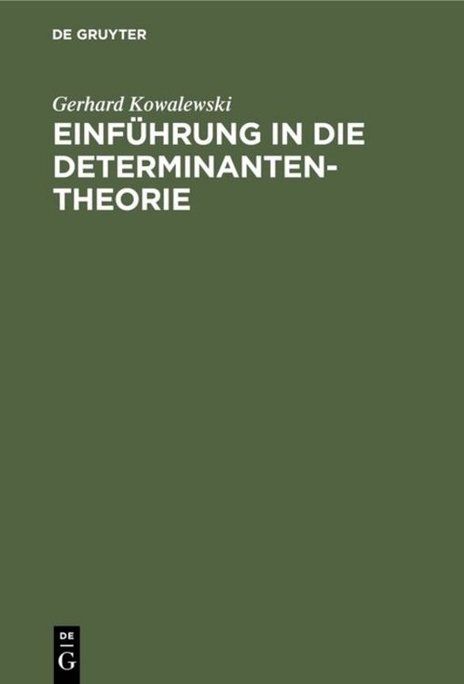 Produktbild: Einf&uuml;hrung in die Determinantentheorie