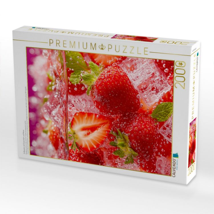 Produktbild: CALVENDO Puzzle Erdbeeren mit Eisw&uuml;rfeln und Minze | 2000 Teile Lege-Gr&ouml;&szlig;e 90x67cm Foto-Puzzle f&uuml;r gl&uuml;ckliche Stunden