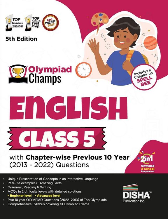 Produktbild: Olympiad Champs English Class 5 with Chapter-wise Previous 10 Year (2013 - 2022) Questions 5th Edition | Complete Prep Guide with Theory, PYQs, Past & Practice Exercise |
