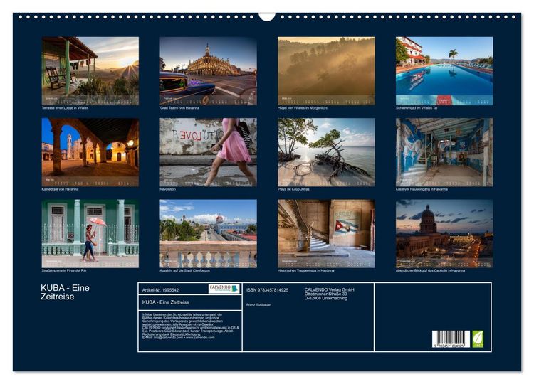 Produktbild: KUBA - Eine Zeitreise (Wandkalender 2026 DIN A2 quer), CALVENDO Monatskalender