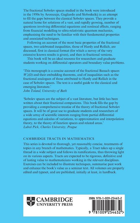 Produktbild: Fractional Sobolev Spaces and Inequalities