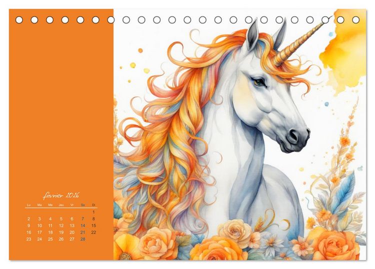 Produktbild: Les licornes (Calendrier de bureau 2026 DIN A5 vertical), CALVENDO calendrier mensuel
