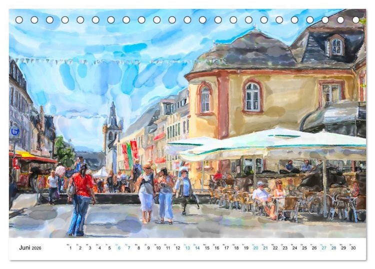 Produktbild: Trier - Illustrationen in Aquarell (Tischkalender 2026 DIN A5 quer), CALVENDO Monatskalender