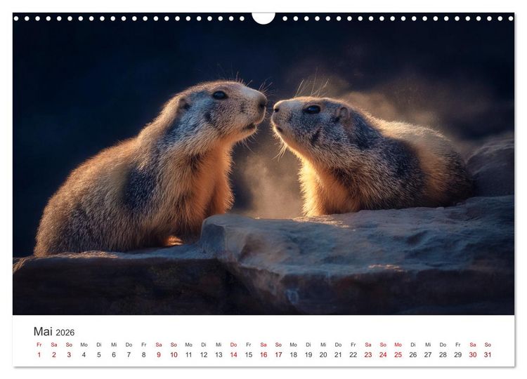 Produktbild: Alpenpl&uuml;sch - Mit Murmeltieren durchs Jahr (Wandkalender 2026 DIN A3 quer), CALVENDO Monatskalender
