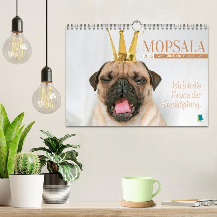 Produktbild: Mopsala: Vom Gl&uuml;ck, ein Mops zu sein (Wandkalender 2026 DIN A4 quer), CALVENDO Monatskalender