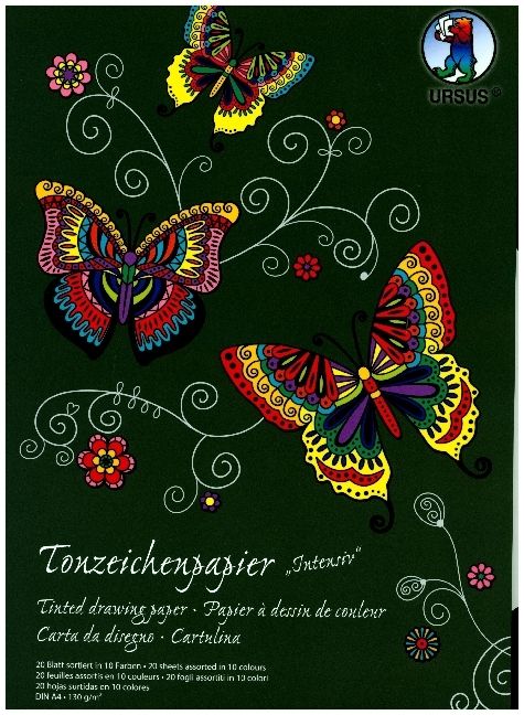 Produktbild: URSUS Tonzeichenpapier-Block "Sonderedition - Intensiv" (130 g/m&sup2;), DIN A4, 20 Blatt sortiert in 10 Farben