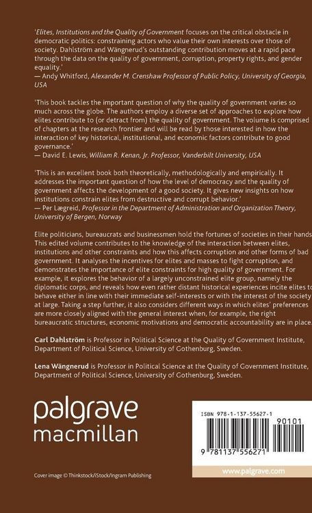 Produktbild: Elites, Institutions and the Quality of Government