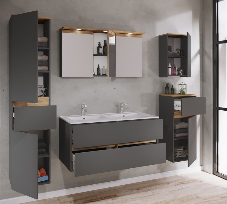 Produktbild: 6 tlg. Badm&ouml;bel-Set mit Waschbecken Cosila-I 111cm