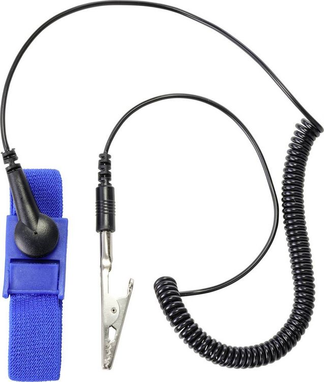 Produktbild: TRU COMPONENTS ESD-Handgelenkband Blau, Schwarz inkl. Erdungskabel Druckknopf 9.52mm (3/8\")