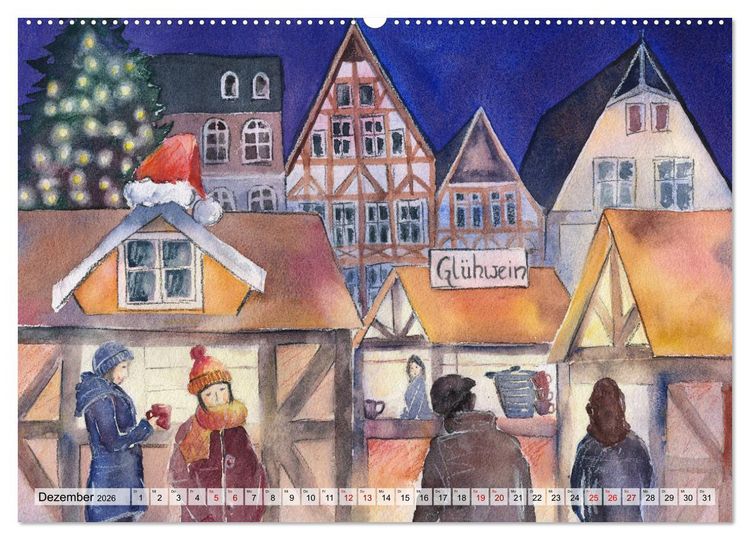 Produktbild: Frankfurt in Aquarell (hochwertiger Premium Wandkalender 2026 DIN A2 quer), Kunstdruck in Hochglanz
