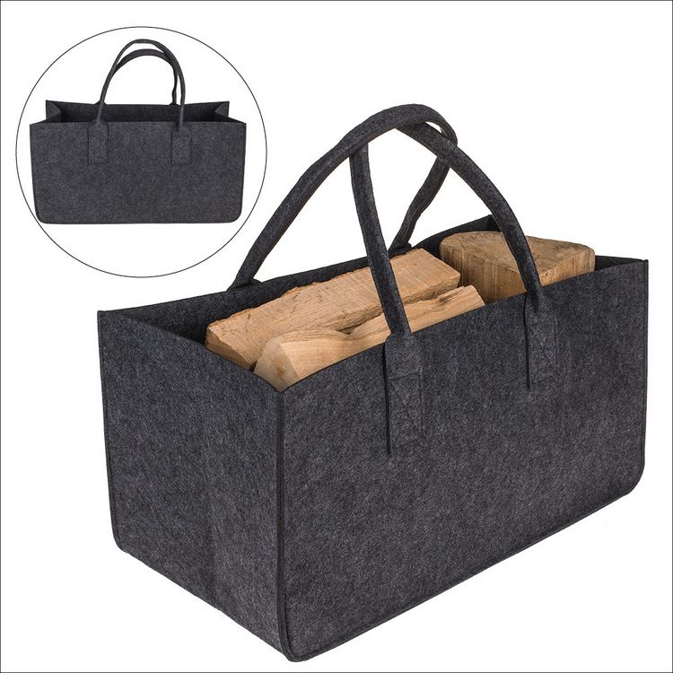 Produktbild: Filztasche grau f&uuml;r Kaminholz, Format ca. 50 x 25, F&uuml;llmenge bis max. 15 kg