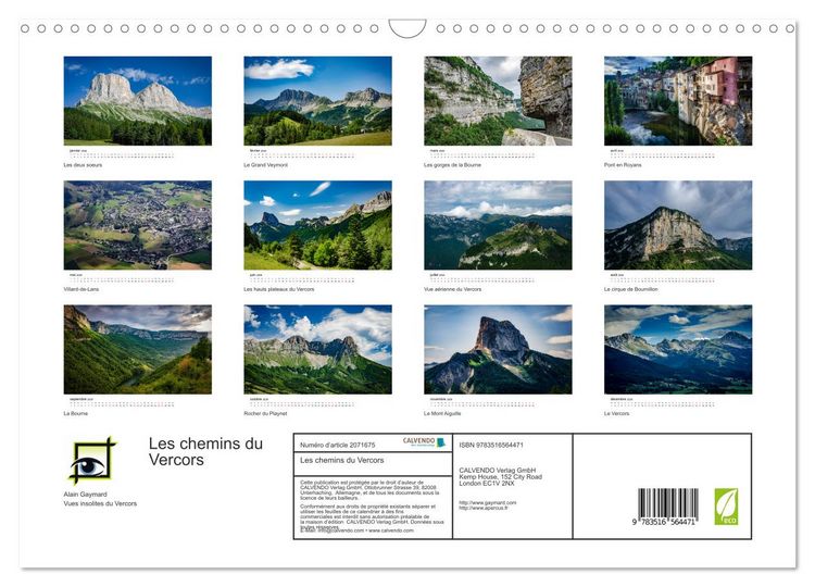 Produktbild: Les chemins du Vercors (Calendrier mural 2026 DIN A3 vertical), CALVENDO calendrier mensuel