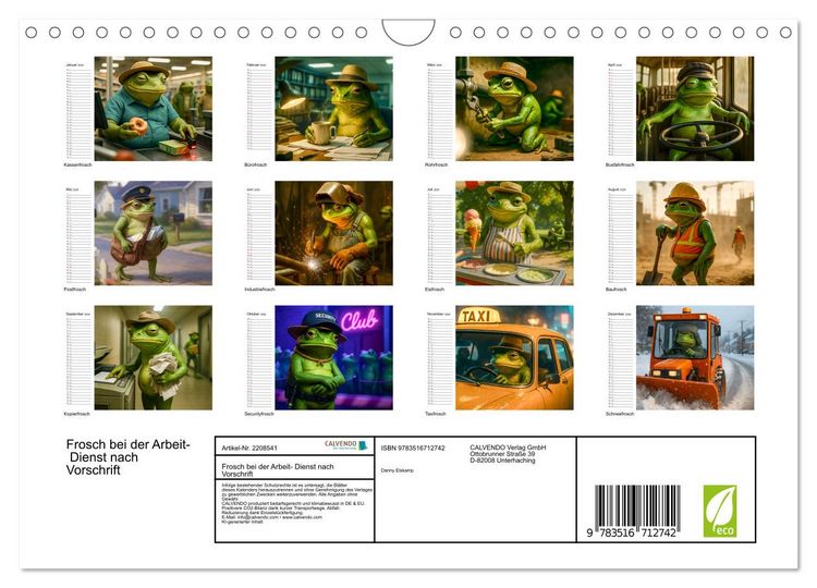 Produktbild: Frosch bei der Arbeit- Dienst nach Vorschrift (Wandkalender 2026 DIN A4 quer), CALVENDO Monatskalender