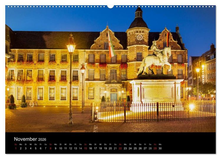 Produktbild: D&uuml;sseldorf bei Nacht (Wandkalender 2026 DIN A2 quer), CALVENDO Monatskalender