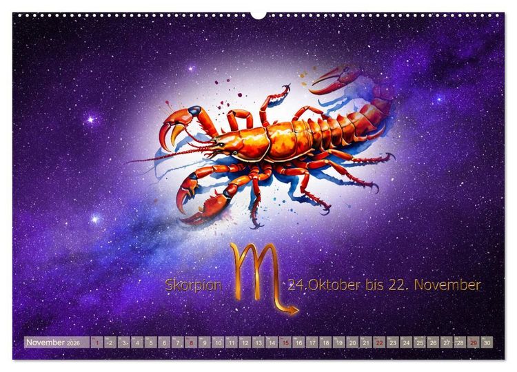 Produktbild: Galaktische Sternkreiszeichen (Wandkalender 2026 DIN A2 quer), CALVENDO Monatskalender