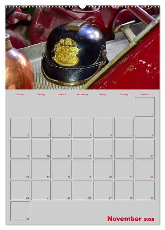 Produktbild: Alte Feuerwehrhelme - Terminplaner (hochwertiger Premium Wandkalender 2026 DIN A2 hoch), Kunstdruck in Hochglanz