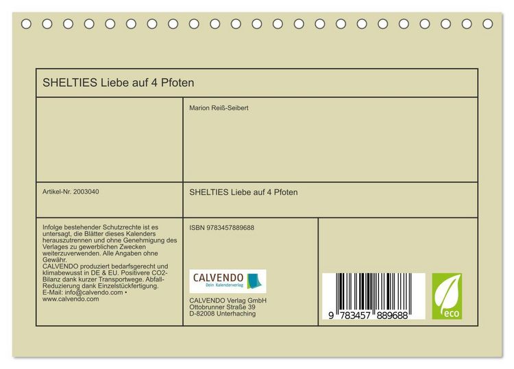 Produktbild: SHELTIES Liebe auf 4 Pfoten (Tischkalender 2026 DIN A5 quer), CALVENDO Monatskalender
