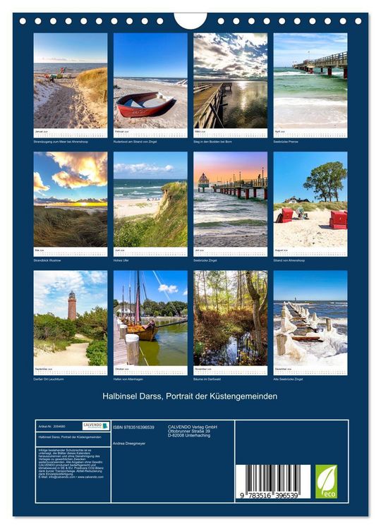 Produktbild: Halbinsel Darss, Portrait der K&uuml;stengemeinden (Wandkalender 2026 DIN A4 hoch), CALVENDO Monatskalender