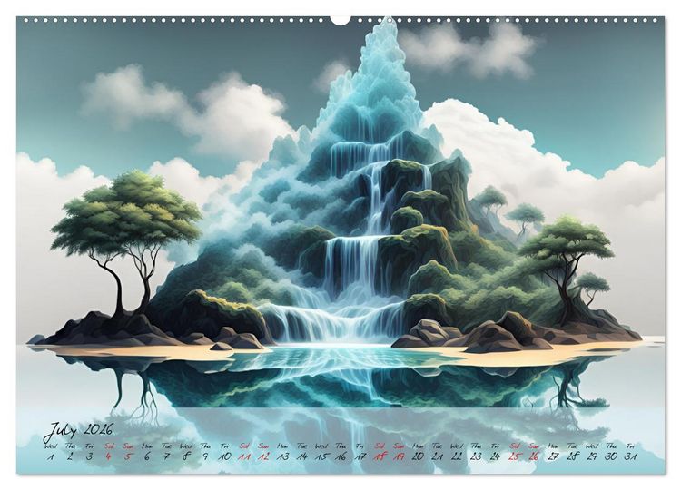 Produktbild: Enchanting waterfalls (High Quality Premium Wall Calendar 2026 DIN A2 landscape),CALVENDO 12 Month Wall Calendar