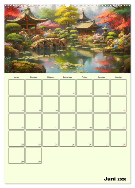 Produktbild: Im japanischen Garten. Zauberhafte Illustrationen (Wandkalender 2026 DIN A2 hoch), CALVENDO Monatskalender