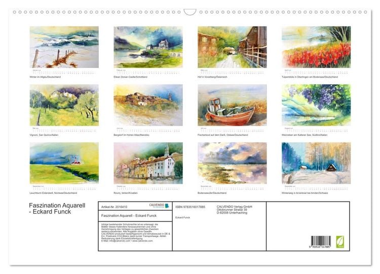Produktbild: Faszination Aquarell - Eckard Funck (Wandkalender 2026 DIN A2 quer), CALVENDO Monatskalender