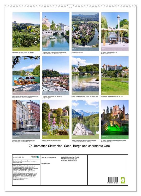 Produktbild: Zauberhaftes Slowenien. Seen, Berge und charmante Orte (Wandkalender 2027 DIN A2 hoch), CALVENDO Monatskalender