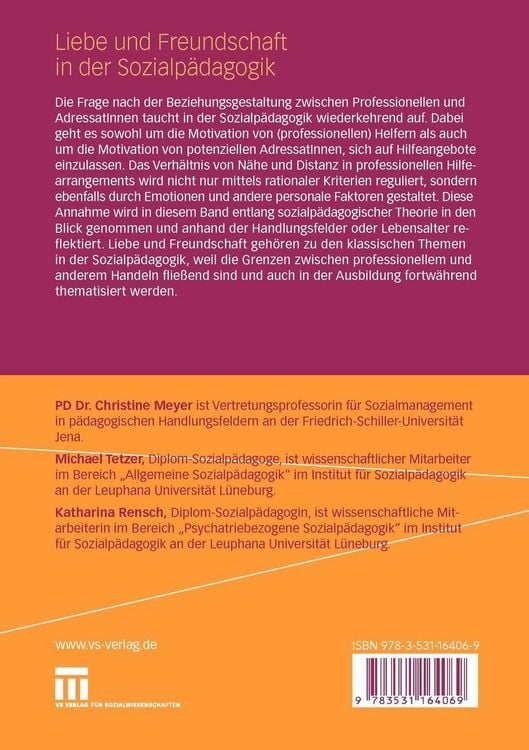 Produktbild: Liebe und Freundschaft in der Sozialp&auml;dagogik