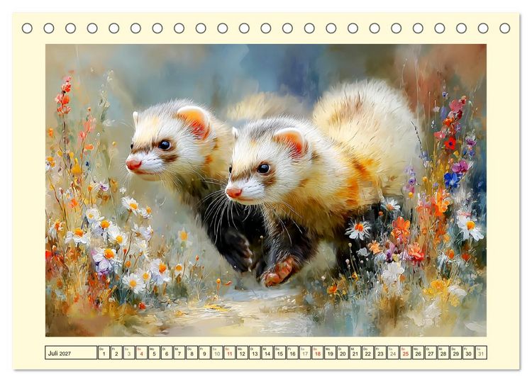 Produktbild: Frettchen. Kleine Wusel im Cottage-Garten (Tischkalender 2027 DIN A5 quer), CALVENDO Monatskalender
