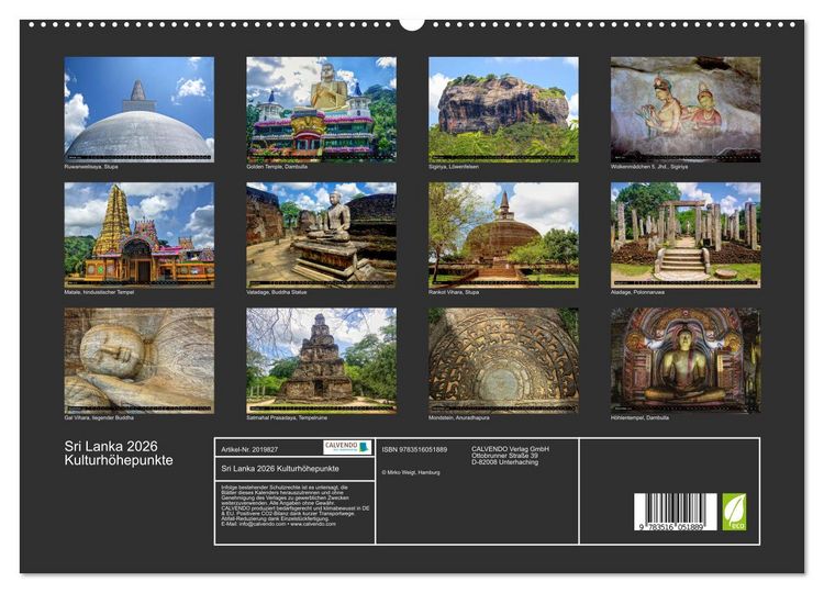 Produktbild: Sri Lanka 2026 Kulturh&ouml;hepunkte (hochwertiger Premium Wandkalender 2026 DIN A2 quer), Kunstdruck in Hochglanz