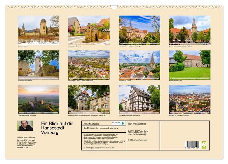 Produktbild: Ein Blick auf die Hansestadt Warburg (Wandkalender 2027 DIN A2 quer), CALVENDO Monatskalender