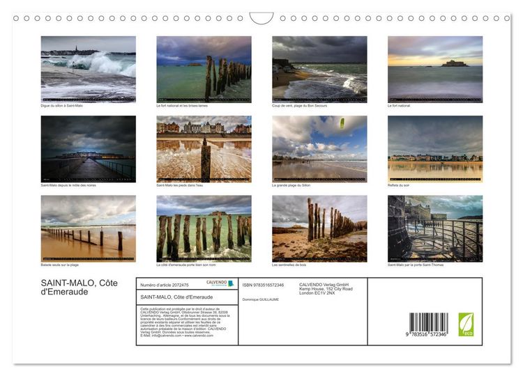 Produktbild: SAINT-MALO, C&ocirc;te d'Emeraude (Calendrier mural 2026 DIN A3 vertical), CALVENDO calendrier mensuel