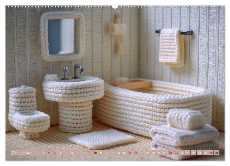 Produktbild: Amigurumi Wohnwelten. Textiles Interior Design mit Charme (hochwertiger Premium Wandkalender 2027 DIN A2 quer), Kunstdruck in Hochglanz