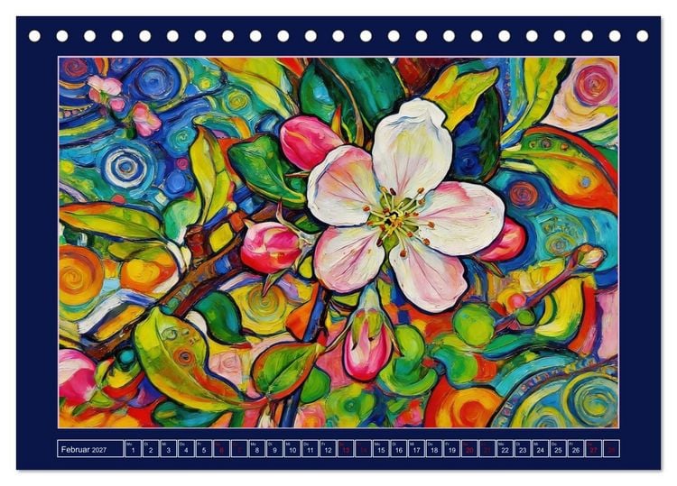Produktbild: Bl&uuml;ten im verspielten Jugendstil (Tischkalender 2027 DIN A5 quer), CALVENDO Monatskalender