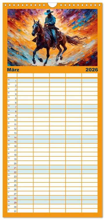 Produktbild: Familienplaner 2026 - Wild West Moments mit 5 Spalten (Wandkalender, 21 x 45 cm) CALVENDO