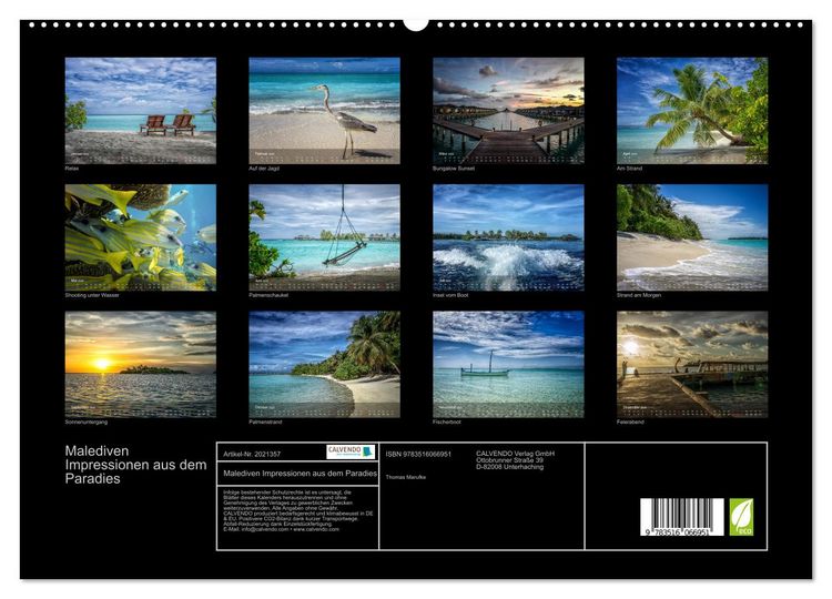 Produktbild: Malediven Impressionen aus dem Paradies (hochwertiger Premium Wandkalender 2026 DIN A2 quer), Kunstdruck in Hochglanz