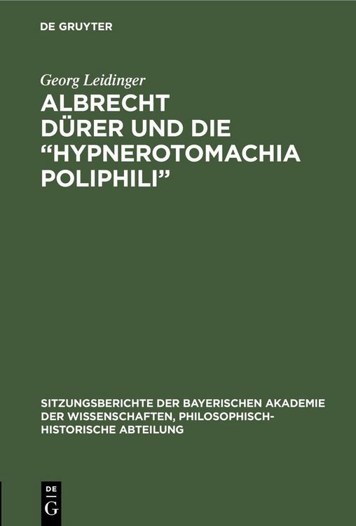 Produktbild: Albrecht D&uuml;rer und die "Hypnerotomachia Poliphili"