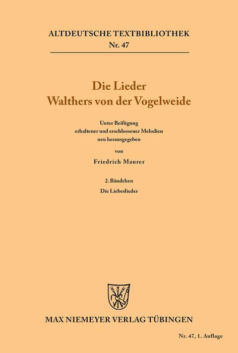 Produktbild: Die Lieder Walthers von der Vogelweide