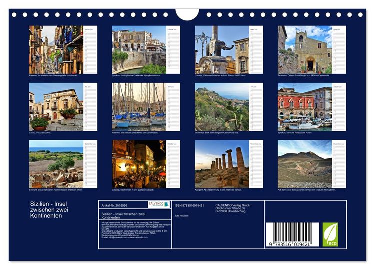 Produktbild: Sizilien - Insel zwischen zwei Kontinenten (Wandkalender 2026 DIN A4 quer), CALVENDO Monatskalender
