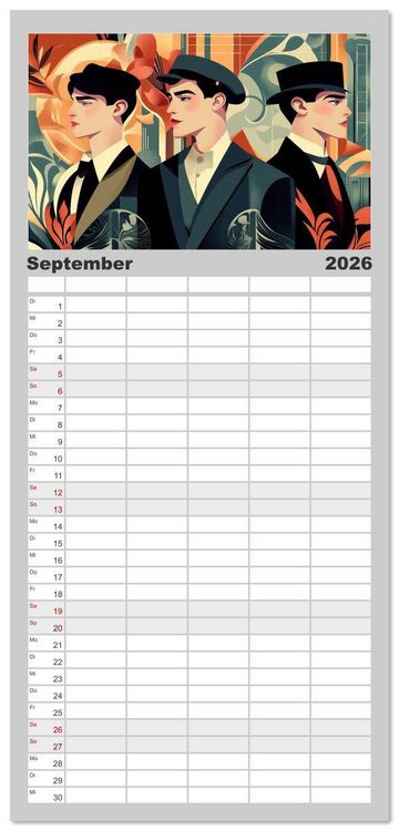 Produktbild: Familienplaner 2026 - Im Stil des Art Nouveau mit 5 Spalten (Wandkalender, 21 x 45 cm) CALVENDO