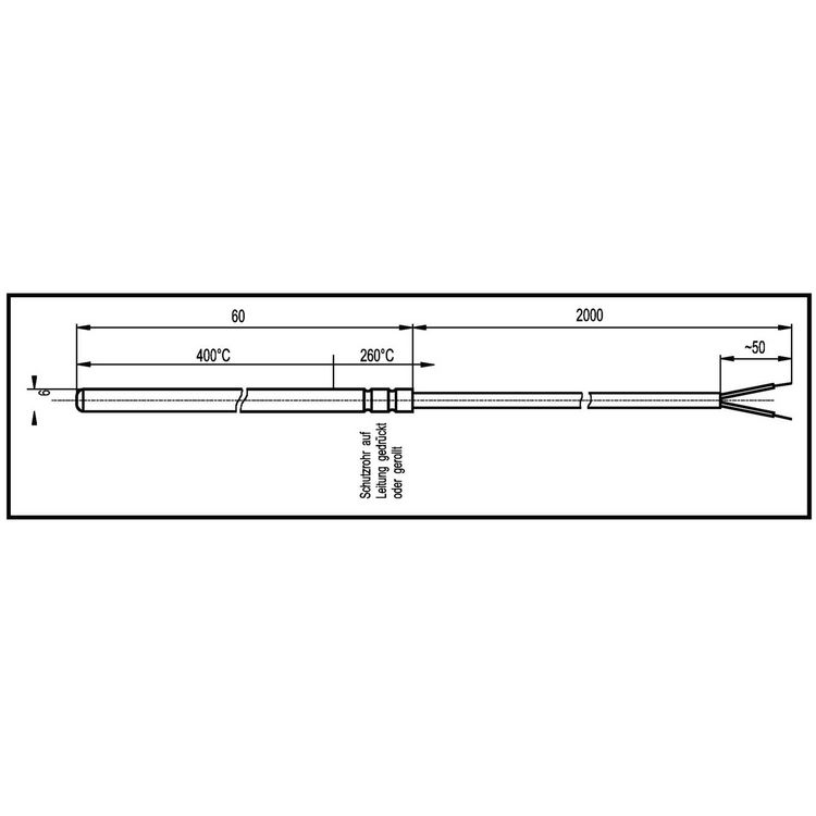 Produktbild: Enda Thermoelement K1-TC-J-6x60-2M-600&deg;C F&uuml;hler-Typ J Messbereich Temperatur-50 bis 600 &deg;C Kabell&auml;nge (Details) 2 m F&uuml;hlerbreite 6 mm