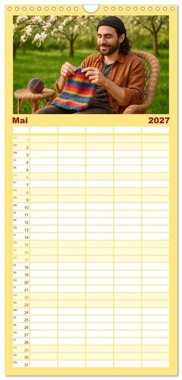 Produktbild: Familienplaner 2027 - Stricken und Wolle mit 5 Spalten (Wandkalender, 21 x 45 cm) CALVENDO