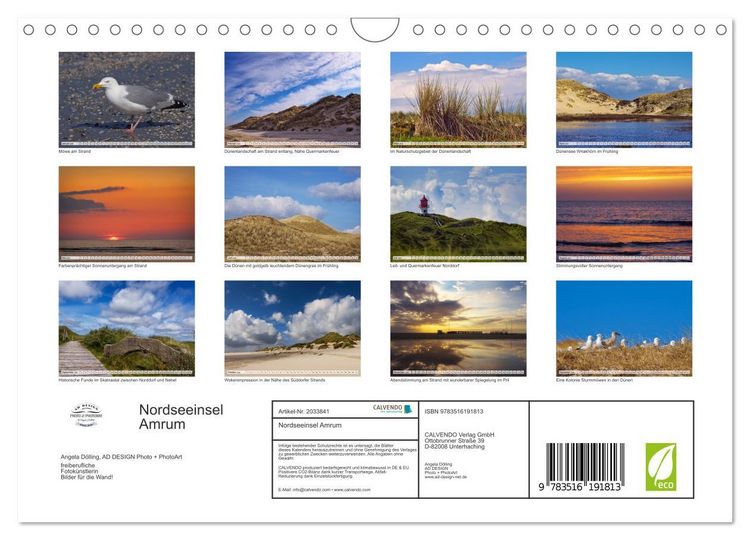 Produktbild: Nordseeinsel Amrum (Wandkalender 2026 DIN A4 quer), CALVENDO Monatskalender